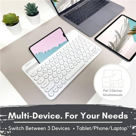Multi Device Bluetooth Keyboard for iPhone iPad and Tablet - Portable Bluetooth - Picture 2 of 6